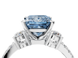White gold Fancy Blue Princess  Cut Three-Stone Diamond Pavé Band with Prong Setting_21
