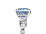 White gold Fancy Blue Princess  Cut Three-Stone Diamond Pavé Band with Prong Setting_22