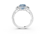 White gold Fancy Blue Princess  Cut Three-Stone Diamond Pave Band with Prong Setting_40