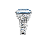 White gold Fancy Blue Princess  Cut Three-Stone Diamond Pave Band with Prong Setting_42