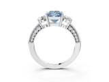 White gold Fancy Blue Princess Cut Three-Stone Diamond Ring with Pavé Band and Four-Prong Setting_15