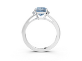 White gold Fancy Blue Princess  Cut Three-Stone Solitaire Ring with Round Accent Diamonds and Four-Prong Setting_23