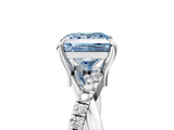 White gold Fancy Blue Princess  Cut Twist Band Solitaire Diamond Ring with Pavé Setting_8