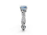 White gold Fancy Blue Princess  Cut Twisted Pavé Band Solitaire Ring with Four-Prong Setting_57