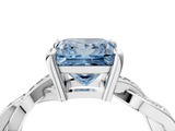 White gold Fancy Blue Princess  Cut Twisted Pavé Band Solitaire Ring with Four-Prong Setting_58