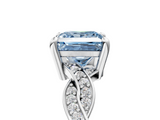 White gold Fancy Blue Princess  Cut Twisted Pavé Band Solitaire Ring with Four-Prong Setting_60
