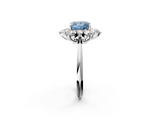 White gold Fancy Blue Princess  Diamond Cluster Halo Ring with Solitaire Band and Four-Prong Setting_21
