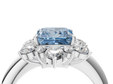 White gold Fancy Blue Princess  Diamond Cluster Halo Ring with Solitaire Band and Four-Prong Setting_23