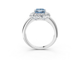 White gold Fancy Blue Princess  Diamond Cluster Halo Ring with Solitaire Band and Four-Prong Setting_23