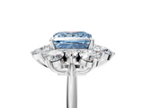 White gold Fancy Blue Princess  Diamond Cluster Halo Ring with Solitaire Band and Four-Prong Setting_24