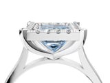 White gold Fancy Blue Princess  Diamond Cluster Halo Solitaire with Four-Prong Setting_129