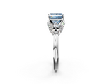 White gold Fancy Blue Princess  Diamond Cluster Leaf Design Ring with Prong Setting_68