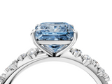White gold Fancy Blue Princess  Diamond Cluster Prong-Set Solitaire Ring_47