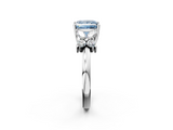 White gold Fancy Blue Princess  Diamond Floral Cluster Ring with Solitaire Band and Prong Setting_50