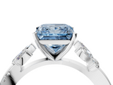 White gold Fancy Blue Princess  Diamond Floral Vine Solitaire Engagement Ring_7