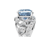 White gold Fancy Blue Princess  Diamond Halo Ring with Marquise and Pavé Band in Prong Setting_82