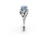 White gold Fancy Blue Princess  Diamond Halo Ring with Marquise and Pavé Band in Prong Setting_88
