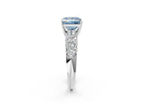 White gold Fancy Blue Princess  Diamond Pavé Band Solitaire Ring with Four-Prong Setting_51