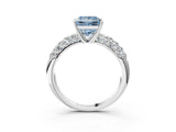 White gold Fancy Blue Princess  Diamond Pavé Band Solitaire Ring with Four-Prong Setting_52