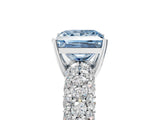 White gold Fancy Blue Princess  Diamond Pavé Band Solitaire Ring with Four-Prong Setting_55