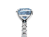White gold Fancy Blue Princess  Diamond Pavé Band Solitaire with Four-Prong Setting_218