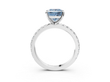White gold Fancy Blue Princess  Diamond Pavé Band Solitaire with Four-Prong Setting_220