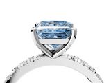 White gold Fancy Blue Princess  Diamond Pavé Band Solitaire with Four-Prong Setting_221