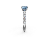 White gold Fancy Blue Princess  Diamond Pavé Band Solitaire with Four-Prong Setting_5