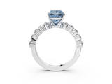 White gold Fancy Blue Princess  Diamond Pavé Band Solitaire with Four-Prong Setting_6
