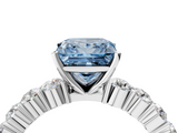 White gold Fancy Blue Princess  Diamond Pavé Band Solitaire with Four-Prong Setting_7
