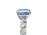 White gold Fancy Blue Princess  Diamond Pavé Band Solitaire with Four-Prong Setting_8