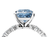 White gold Fancy Blue Princess  Diamond Prong Set Engagement Ring with Pave Band_189