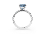 White gold Fancy Blue Princess  Diamond Prong Set Engagement Ring with Pave Band_189