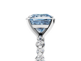 White gold Fancy Blue Princess  Diamond Prong Set Engagement Ring with Pave Band_191
