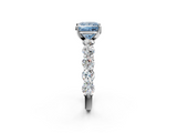 White gold Fancy Blue Princess  Diamond Prong Setting with Side Stones on a Pave Band_122