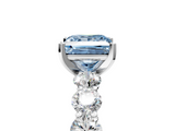White gold Fancy Blue Princess  Diamond Prong Setting with Side Stones on a Pave Band_125