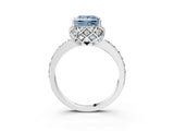 White gold Fancy Blue Princess  Diamond Solitaire Ring with Shared Prong Pavé Band_16