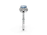 White gold Fancy Blue Princess  Diamond Solitaire Ring with Shared Prong Pavé Band_66