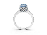 White gold Fancy Blue Princess  Diamond Solitaire Ring with Shared Prong Pavé Band_67