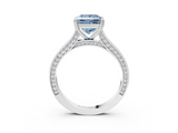 White gold Fancy Blue Princess  Diamond Solitaire with Pave Band and Six-Prong Setting_23