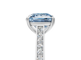 White gold Fancy Blue Princess  Diamond Solitaire with Pave Band and Six-Prong Setting_26