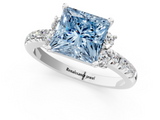 White gold Fancy Blue Princess  Diamond Three-Stone Pave Band with Four-Prong Setting_21