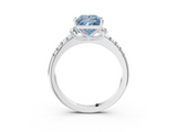 White gold Fancy Blue Princess  Diamond Three-Stone Pave Band with Four-Prong Setting_23