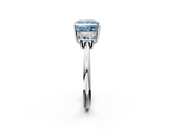 White gold Fancy Blue Princess  Diamond Three-Stone Ring with Trapezoid Side Stones and Prong Setting_19