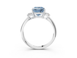 White gold Fancy Blue Princess  Diamond Three-Stone Ring with Trapezoid Side Stones and Prong Setting_21