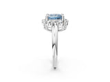 White gold Fancy Blue Princess  Halo Cluster Diamond Engagement Ring with Prong Setting and Polished Band_29