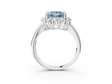 White gold Fancy Blue Princess  Halo Cluster Diamond Engagement Ring with Prong Setting and Polished Band_30