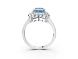 White gold Fancy Blue Princess  Halo Cluster Diamond Engagement Ring with Solitaire Band and Prong Setting_52
