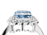 White gold Fancy Blue Princess  Halo Cluster Diamond Engagement Ring with Solitaire Band and Prong Setting_53