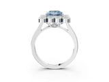 White gold Fancy Blue Princess  Halo Diamond Cluster Engagement Ring with Milgrain Bezel Setting and Solitaire Band_30